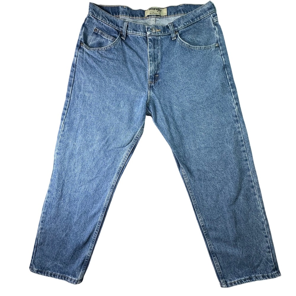 Wrangler‎ Authentics Mens Straight Leg Denim Jeans Utility Workwear 34x29 Blue